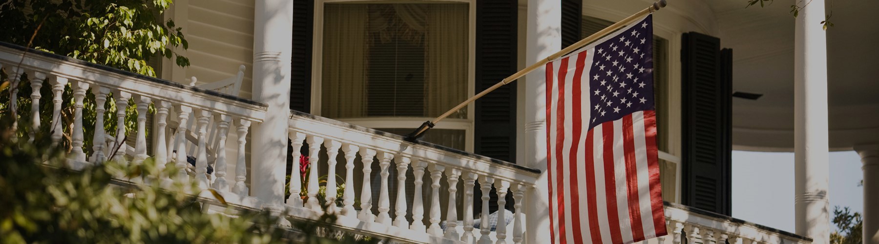American Flag hung on home