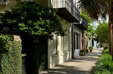 Sidewalk with houses